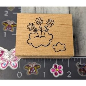 Great Impressions Flower Trio D285 Rubber Stamp Wood #K116